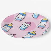 漫画ベビーボトルおもしろい赤ちゃんシャワー ペーパープレート (アングル)