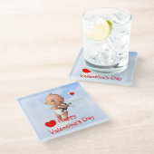 漫画ベビー飛んでいる弓矢のキューピッド ガラスコースター (アングル)