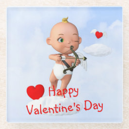 漫画ベビー飛んでいる弓矢のキューピッド ガラスコースター