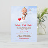 漫画ベビー飛んでいる弓矢のキューピッド 招待状 (スタンド正面)