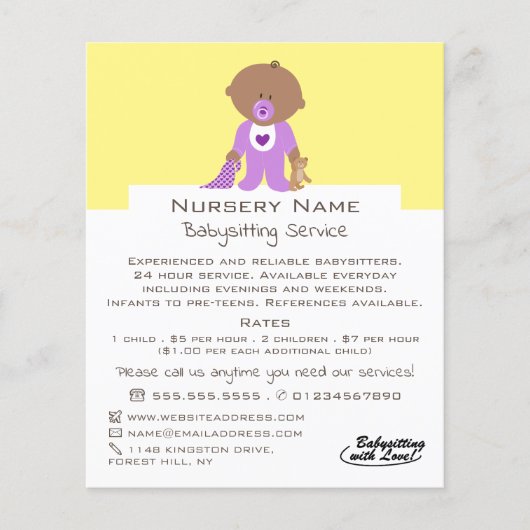 漫画ベビー&ベア、ベビシッター、デイケア、子供部屋 チラシ (正面)