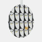 漫画ペンギン：白黒ヴィンテージ ガラスオーナメント (正面右)