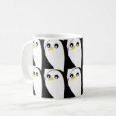漫画ペンギン:白黒ヴィンテージ コーヒーマグカップ (正面左)