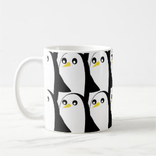 漫画ペンギン:白黒ヴィンテージ コーヒーマグカップ