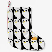 漫画ペンギン:白黒ヴィンテージ スモールクリスマスストッキング (正面)