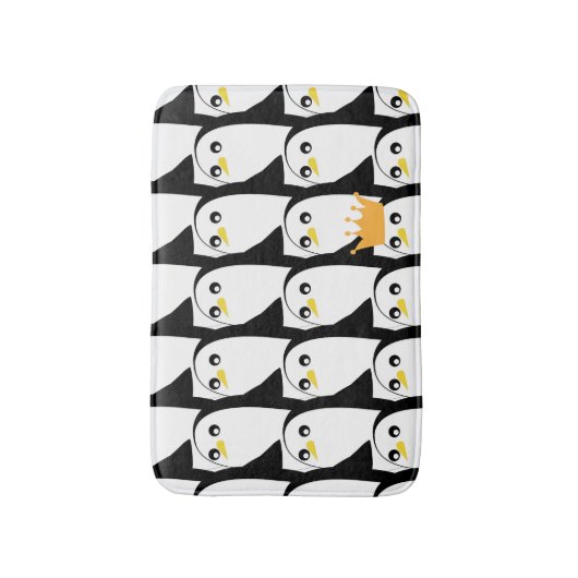 漫画ペンギン:白黒ヴィンテージ バスマット (正面縦)