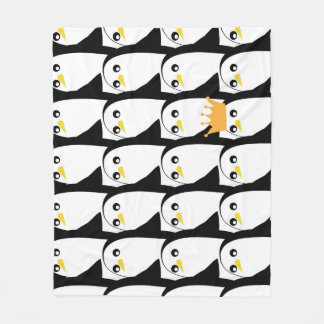 漫画ペンギン:白黒ヴィンテージ フリースブランケット
