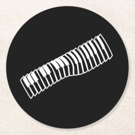 漫画ホワイトラインアートスケッチ音楽キーボード ラウンドペーパーコースター