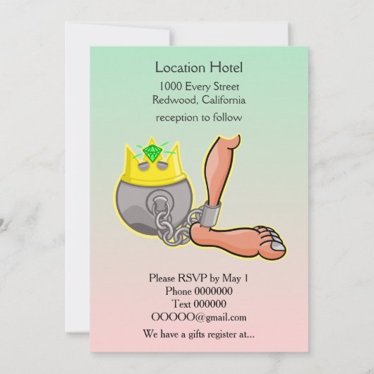 漫画ボール及びチェーン結婚式招待状 招待状 (裏面)