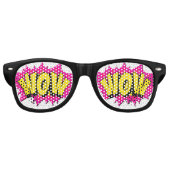 漫画ポップ・アートのアートイエローパープルWOWノベルティジョークおもしろい レトロサングラス (正面)