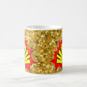 漫画ポップ・アートのアートイエローレッドWOWノベルティおもしろいコーヒー コーヒーマグカップ (中央)