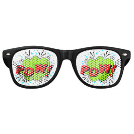 漫画ポップ・アートのアートグリーンレッドPOWノベルティおもしろいジョーク レトロサングラス