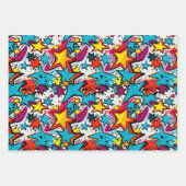 漫画ポップ・アートのアートスタイルスターズカラフルパターンギフト ラッピングペーパーシート (正面2)