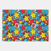漫画ポップ・アートのアートスタイルスターズカラフルパターンギフト ラッピングペーパーシート (正面)
