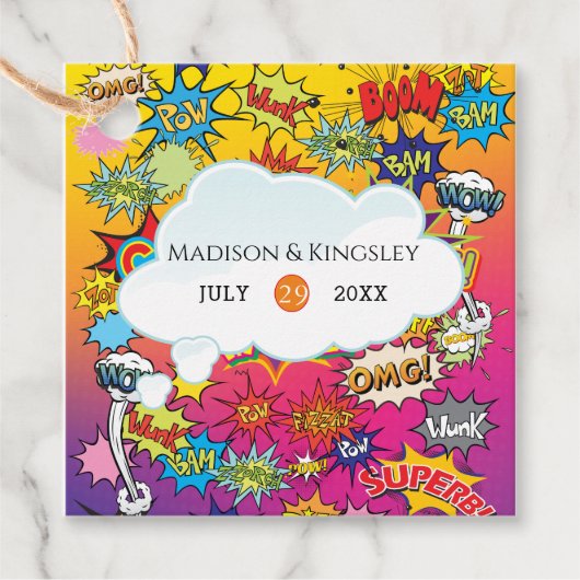 漫画ポップ・アートのアートスピーチバブルレトロ フェイバータグ (正面)