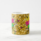 漫画ポップ・アートのアートパープルグリーンイエローすごいMOM おもしろい コーヒーマグカップ (中央)