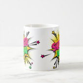 漫画ポップ・アートのアートパープルグリーンイエローすごいMOM おもしろい コーヒーマグカップ (中央)