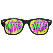 漫画ポップ・アートのアートパープルグリーンWTFノベルティジョークおもしろい レトロサングラス (正面)