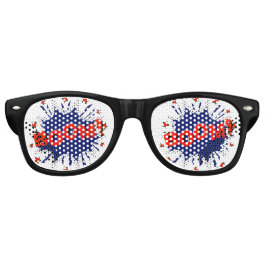 漫画ポップ・アートのアートブルーレッドブームノベルティおもしろいジョーク レトロサングラス