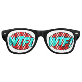 漫画ポップ・アートのアートレッドブルーWTFノベルティおもしろいジョーク レトロサングラス
