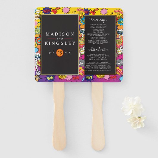 漫画ポップ・アートのアート音声バ結婚ブルズ・ハンドファン ハンドファン (正面&裏面)