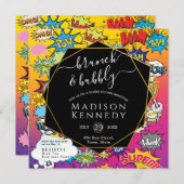 漫画ポップ・アートのアール💥🎨ブランチウェディングシャワー 招待状 (正面/裏面)