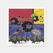 漫画ポップ・アートのブックアカラフルートバースデーパーティー スタンダードカクテルナプキン (正面)