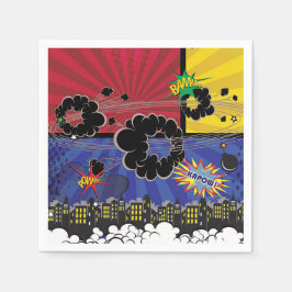 漫画ポップ・アートのブックアカラフルートバースデーパーティー スタンダードカクテルナプキン