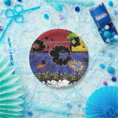 漫画ポップ・アートのブックアカラフルートバースデーパーティー ペーパープレート (パーティー)