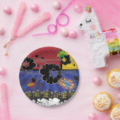 漫画ポップ・アートのブックアカラフルートバースデーパーティー ペーパープレート (パーティー)