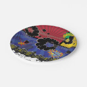 漫画ポップ・アートのブックアカラフルートバースデーパーティー ペーパープレート (アングル)