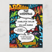 漫画ポップ・アートのブックアモダンートフォ結婚ト 案内ポストカード (正面)