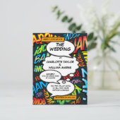 漫画ポップ・アートのブックアモダンートフォ結婚ト 案内ポストカード (スタンド正面)