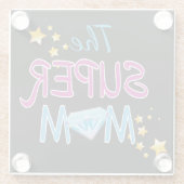 漫画ポップ・アートのブックアートスーパーヒーロー母の日 ガラスコースター (裏面)