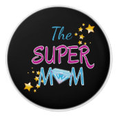 漫画ポップ・アートのブックアートスーパーヒーロー母の日 セラミックノブ (正面)