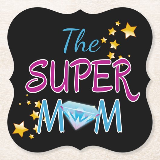 漫画ポップ・アートのブックアートスーパーヒーロー母の日 ペーパーコースター (正面)