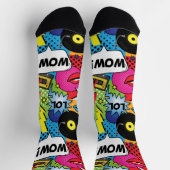 漫画ポップ・アートのブックアートレトロ吹き出しパターン(の模様が)ある ソックス (上部)