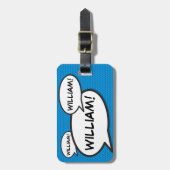 漫画ポップ・アートのブックアート名の声 ラゲッジタグ (正面縦)