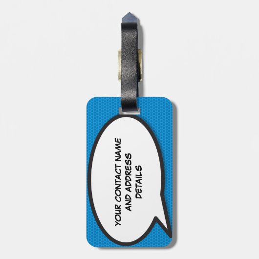 漫画ポップ・アートのブックアート名の声 ラゲッジタグ (裏面縦)