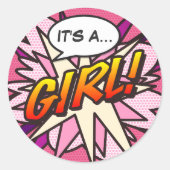 漫画ポップ・アートのブックアートITは女の子ジェンダーの暴露 ラウンドシール (正面)