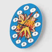 漫画ポップ・アートのブックアートKA-POW ラージ壁時計 (傾斜)