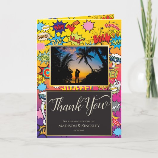 漫画ポップ・アートのブックアー💥🎉信じ結婚難い サンキューカード (正面)