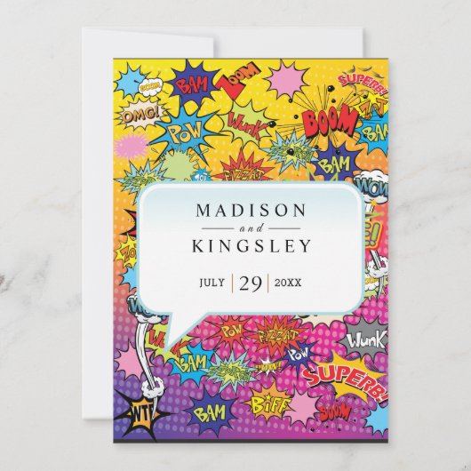 漫画ポップ・アートのブックアー💥🎉信じ結婚難い 招待状 (裏面)