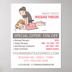漫画マッサージ、マッサージセラピー、マッサージパーラー ポスター