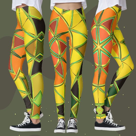 漫画マンダライエローオレンジと緑 レギンス