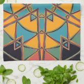 漫画マンダライエローブルーとオレンジ キッチンタオル (折り畳み)