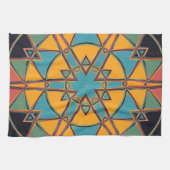 漫画マンダライエローブルーとオレンジ キッチンタオル (横)