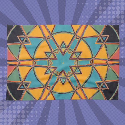 漫画マンダライエローブルーとオレンジ キッチンタオル