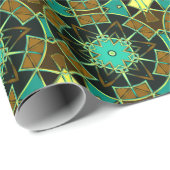 漫画マンダラグリーンブラックとイエロー ラッピングペーパー (ロールコーナー)