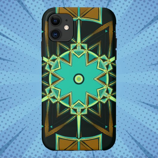 漫画マンダラグリーンブラックとイエロー Case-Mate iPhoneケース
